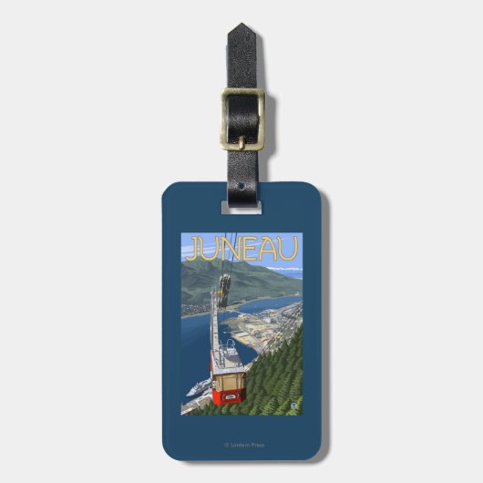 Tram over Juneau, Alaska Vintage Travel Poster Bagagelabel (Voorkant verticaal)