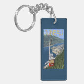 Tram over Juneau, Alaska Vintage Travel Poster Sleutelhanger (Voorkant Links)