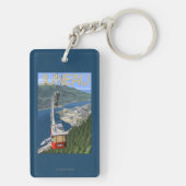 Tram over Juneau, Alaska Vintage Travel Poster Sleutelhanger (achterkant)