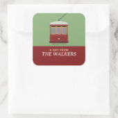 TRAM (ROOD) VIERKANTE STICKER (Tas)