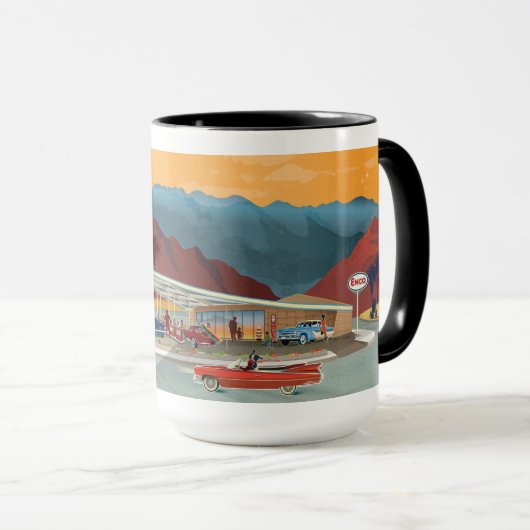 Tram tankstation Palm Springs Californië Mok (Voorkant rechts)