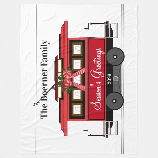 Tram Trolley Streetcar van de familie Groetings va Fleece Deken (Voorkant)