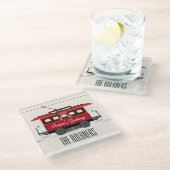 Tram Trolley Streetcar van de familie Groetings va Glazen Onderzetter (Schuin)