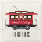 Tram Trolley Streetcar van de familie Groetings va Glazen Onderzetter (Voorkant)