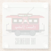 Tram Trolley Streetcar van de familie Groetings va Glazen Onderzetter (Achterkant)