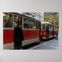 Tramhalte op herfstdag