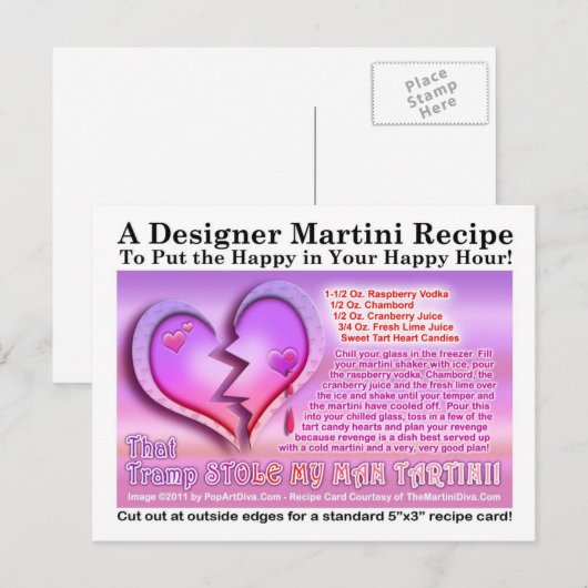 Tramp stal mijn Man Tartini Valentijn Martini Kaar Feestdagenkaart (Voorkant / Achterkant)