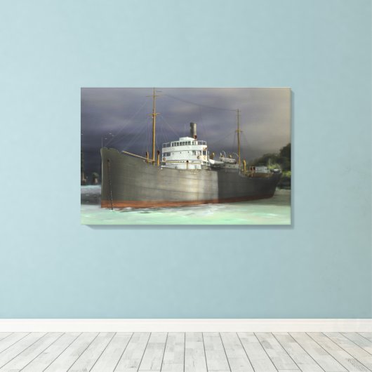 Tramp Steamer Nautical and Maritime Art Canvas Afdruk (Insitu (Houten vloer))