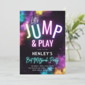 Trampoline Bat Mitzwa Feest Uitnodiging (Staand voorkant)