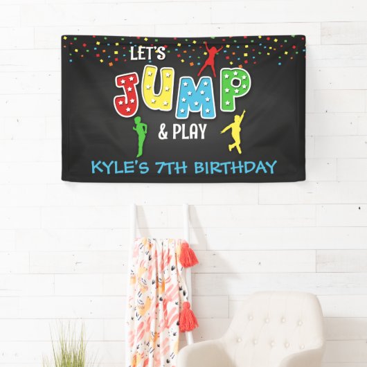 Trampoline Birthday Banner - Boy (Insitu)