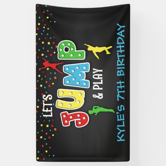 Trampoline Birthday Banner - Boy (Verticaal)