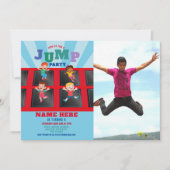 Trampoline Birthday Blue Boys Foto Kaart (Voorkant)