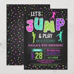 Trampoline Birthday Invitation - Girl Kaart