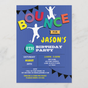 Trampoline Birthday Invitation Jump Bounce Kaart