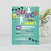 Trampoline Birthday Invitation Jump Bounce Kaart (Staand voorkant)
