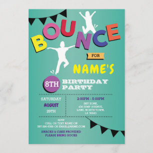 Trampoline Birthday Invitation Jump Bounce Kaart