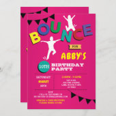 Trampoline Birthday Invitation Jump Bounce Kaart (Voorkant / Achterkant)