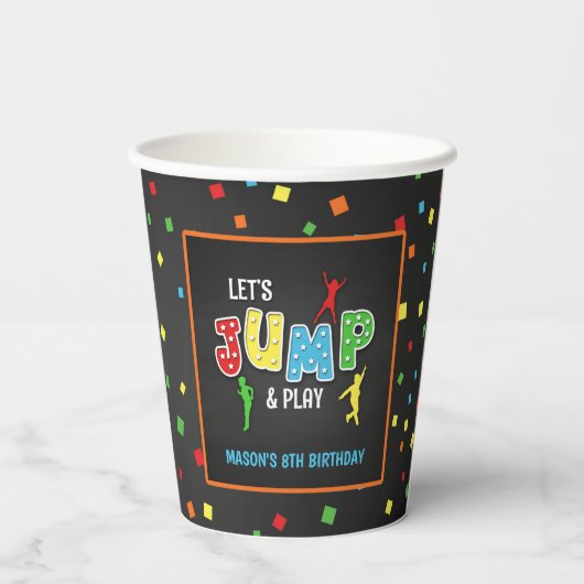 Trampoline Birthday Paper Cup - Boy Papieren Bekers (Achterkant)