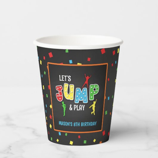 Trampoline Birthday Paper Cup - Boy Papieren Bekers (Voorkant)