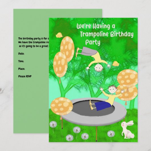 Trampoline Birthday Party for Twin Boys Kaart (Voorkant / Achterkant)