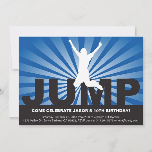Trampoline Birthday Party Invitation for a Boy Kaart (Voorkant)