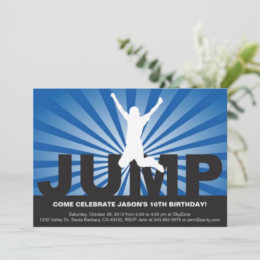 Trampoline Birthday Party Invitation for a Boy Kaart (Staand voorkant)