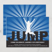 Trampoline Birthday Party Invitation for a Boy Kaart (Voorkant / Achterkant)