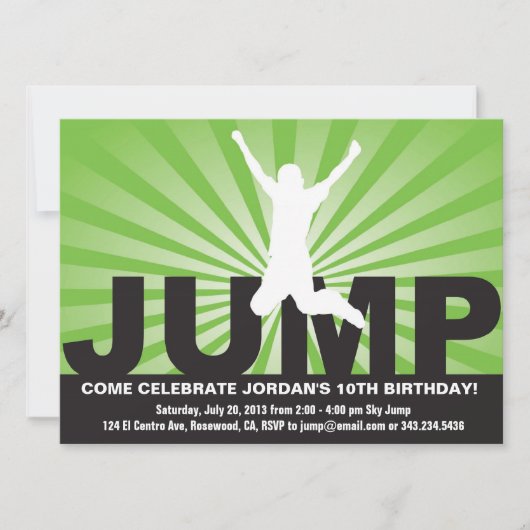 Trampoline Birthday Party Invitation for a Boy Kaart (Voorkant)