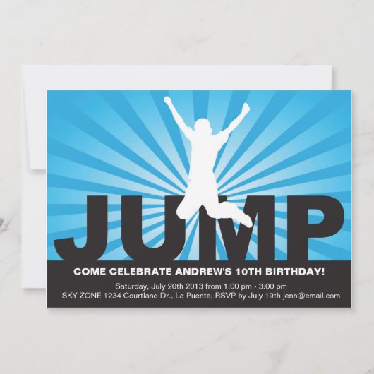 Trampoline Birthday Party Invitation for a Boy Kaart (Voorkant)