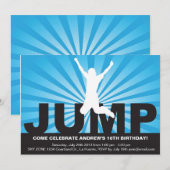 Trampoline Birthday Party Invitation for a Boy Kaart (Voorkant / Achterkant)