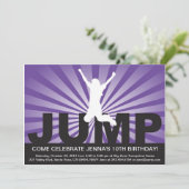 Trampoline Birthday Party Invitation for a Girl Kaart (Staand voorkant)