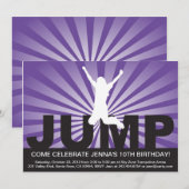 Trampoline Birthday Party Invitation for a Girl Kaart (Voorkant / Achterkant)
