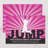 Trampoline Birthday Party Invitation for a Girl Kaart (Voorkant / Achterkant)