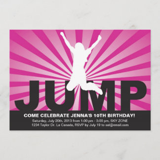 Trampoline Birthday Party Invitation for a Girl Kaart