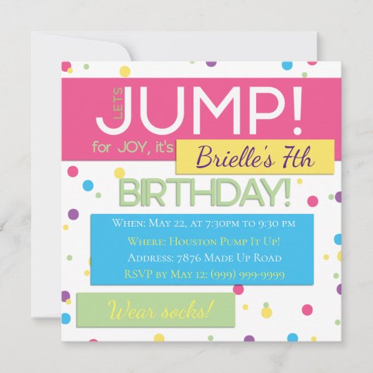 Trampoline Birthday Party Invitation for Tweens Kaart (Voorkant)