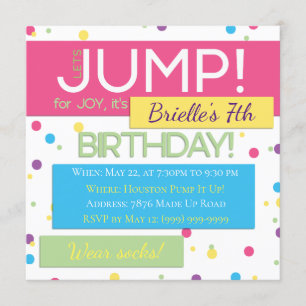 Trampoline Birthday Party Invitation for Tweens Kaart