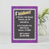 Trampoline Birthday Party Invitation Paars Kaart (Staand voorkant)