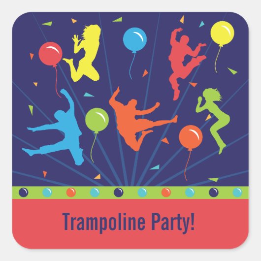 Trampoline Birthday Party Stickers Boys & Girls (Voorkant)
