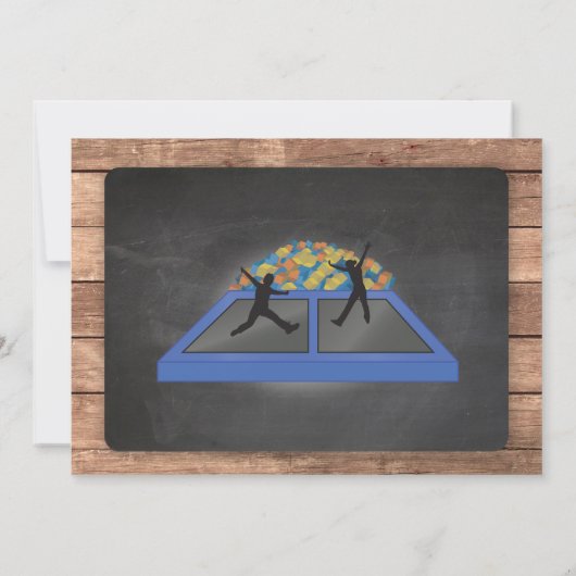 Trampoline Blue Birthday Invite Kaart (Achterkant)