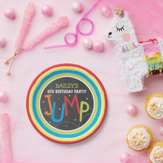 Trampoline-Bord voor springstofpapier Papieren Bordje (Feest)