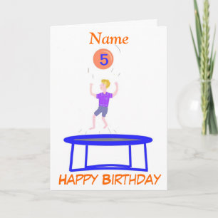 Trampoline Card voor jongen, voeg naamleeftijd toe Kaart