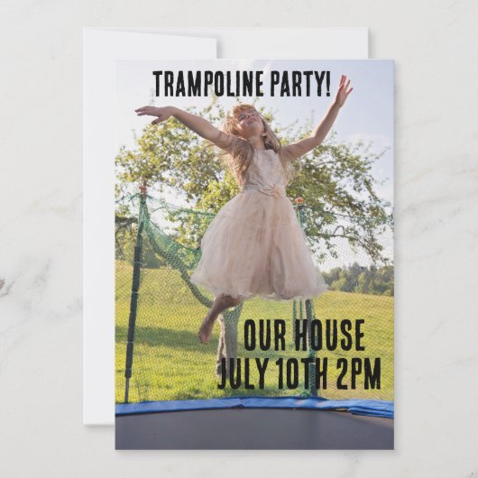 TRAMPOLINE FEEST Aangepaste uitnodigingen (Voorkant)