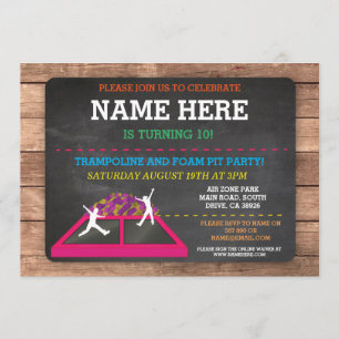 Trampoline Foam Pit Jump Party Birthday Fun Invite Kaart
