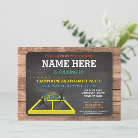 Trampoline Foam Pit Jump Party Verjaardag Plezier  Kaart (Staand voorkant)