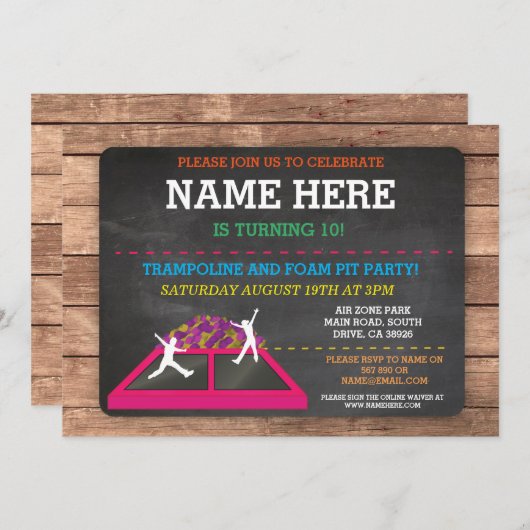 Trampoline Foam Pit Jump Party Verjaardag Plezier  Kaart (Voorkant / Achterkant)