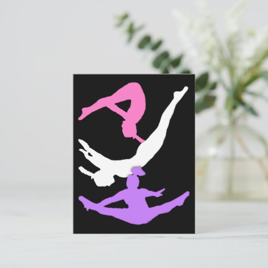 Trampoline gymnast briefkaart (Staand voorkant)