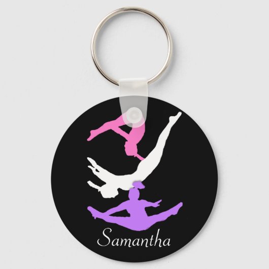 Trampoline gymnast gepersonaliseerde sleutelhanger (Voorkant)