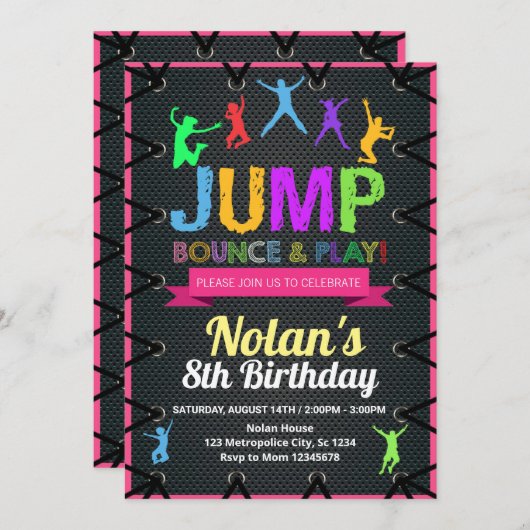 Trampoline Invitation Print Save The Date (Voorkant / Achterkant)