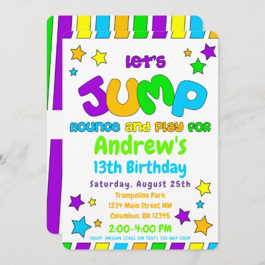 Trampoline Jump Park Partij Kaart (Voorkant / Achterkant)