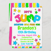 Trampoline Jump Park Party in neonkleuren Kaart (Voorkant / Achterkant)